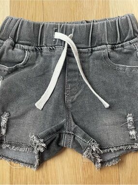 Little Bipsy Gray Distressed Drawstring Denim Shorts